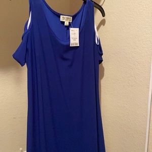 This is a navy blue maxi dress